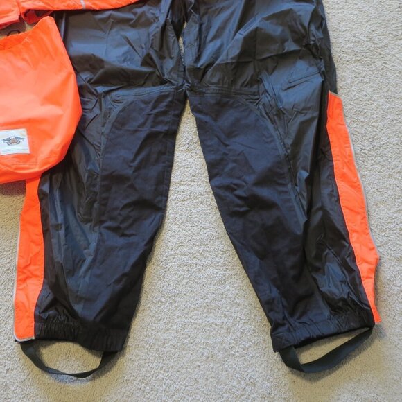 Harley-Davidson Hi-Vis Rain Suit Women's 2XL Reflective Orange Black Carry Pouch - Picture 4 of 8